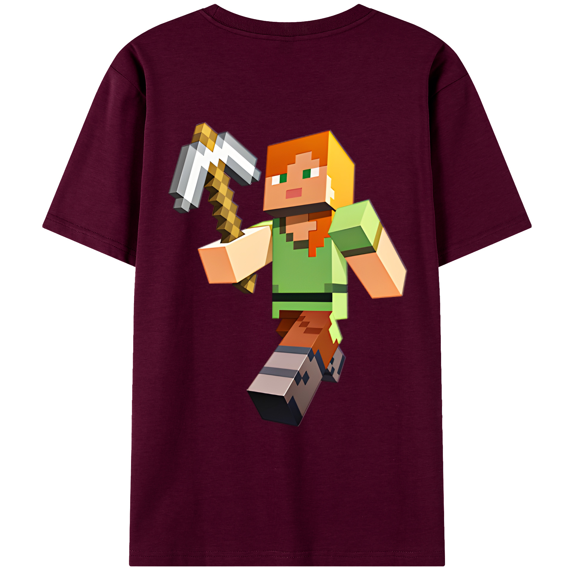 （画像用） マインクラフト ブロックの世界 Minecraft MC Block world レディース半袖Tシャツ(バックプリント)